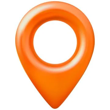 Geotag 3D vector icon, realistic orange map pin, front view, travel app Illustrazione stock