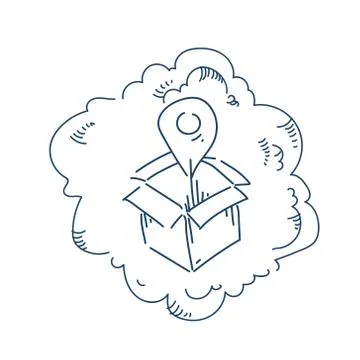Geotag box navigation concept on white background sketch doodle Stock Illustration