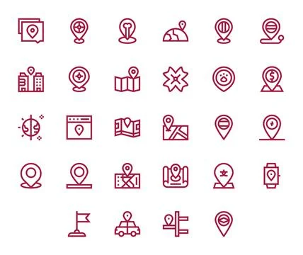 Geotag Exclusive Vector Set featuring 28 Bold Line Display Perfect 64x64 Icon Stock Illustration