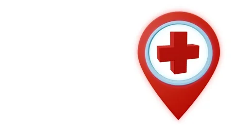 Geotag map pin point GPS location tag with red cross icon Stockbeeldmateriaal 284846135