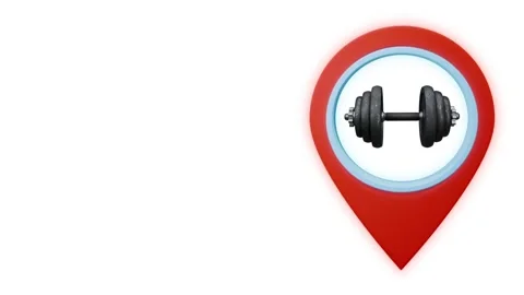 Geotag map pin point GPS location tag with gym icon 库存影片 284846146