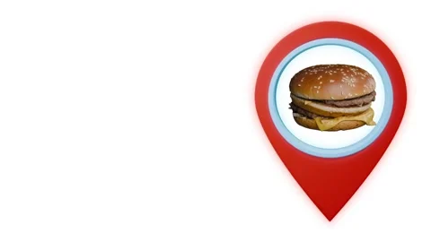 Geotag map pin point GPS location tag with burger 動画素材 284846163