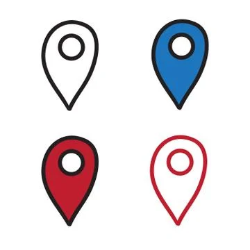 Geotag set doodle graphics vector icon hand drawn illustration black lines.. Stock Illustration