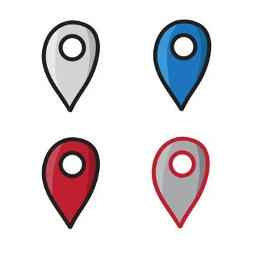 Geotag set doodle graphics vector icon hand drawn illustration black lines. Stock Illustration