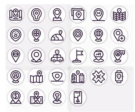 Geotag Vector Icon Library with 28 Bold Line Retina Ready PIXEL Perfect Desig Stock Illustration