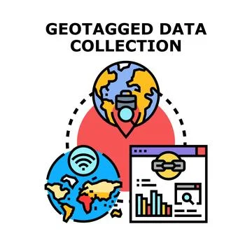 Geotagged data collection concept for location intelligence Stock Illustration