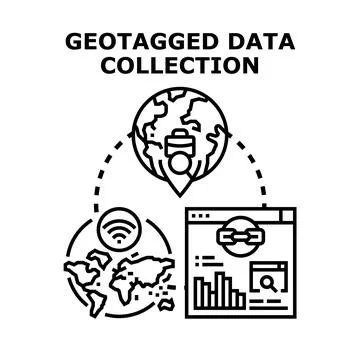 Geotagged data collection concept for location intelligence Stock Illustration