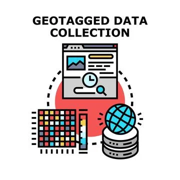 Geotagged data collection process conceptual illustration イラスト素材