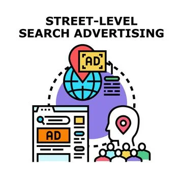 Geotargeted advertisement on search engine concept Stock Illustration