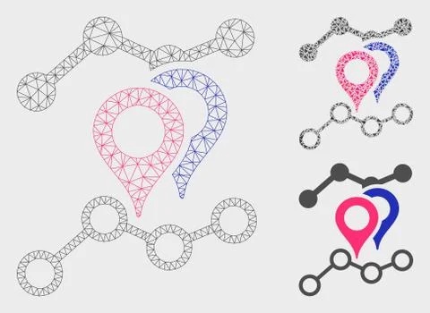 Geotargeting Charts Vector Mesh Network Model and Triangle Mosaic Icon 库存插图