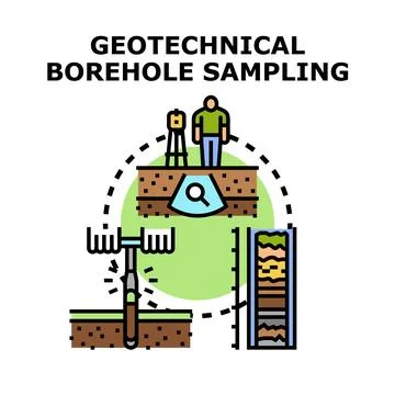 Geotechnical borehole sampling for ground investigation 스톡 일러스트