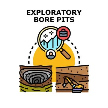 Geotechnical engineering exploration and bore pit research Stock Illustration