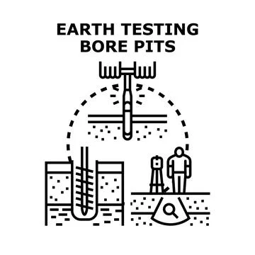 Geotechnical engineering ground research and earth testing bore pitting Ilustração Stock