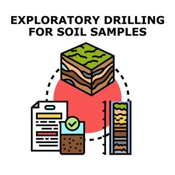Geotechnical engineering investigating developing soil samples 스톡 일러스트