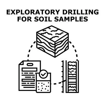 Geotechnical engineering investigating developing soil samples Stock Illustration