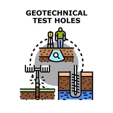 Geotechnical engineering soil testing and ground investigation Stock Illustration