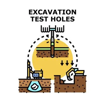 Geotechnical investigation excavating ground using test holes Stock Illustration