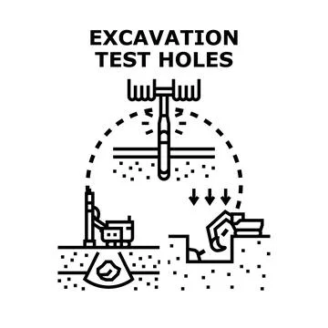 Geotechnical investigation excavating ground using test holes 库存插图