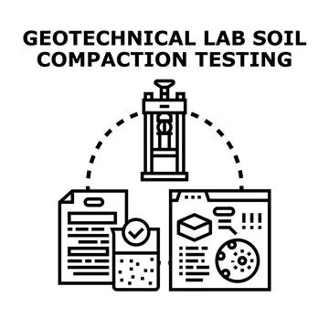 Geotechnical lab soil compaction testing process illustration Stock Illustration