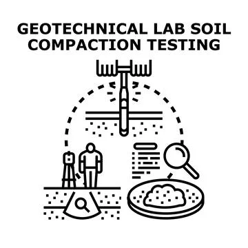 Geotechnical lab soil compaction testing concept Stock Illustration