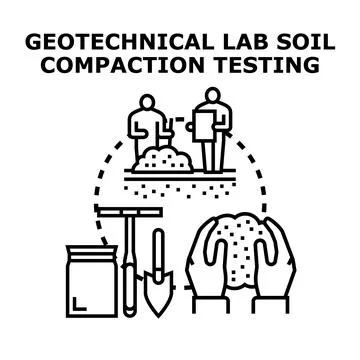 Geotechnical lab soil compaction testing process concept Stock Illustration