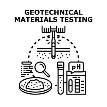 Geotechnical materials testing process during soil investigation 스톡 일러스트