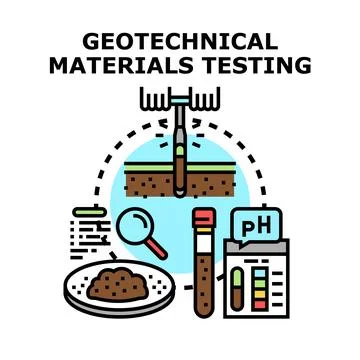 Geotechnical materials testing process during soil investigation Stock Illustration
