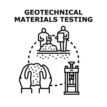Geotechnical materials testing process engineering concept Stock Illustration