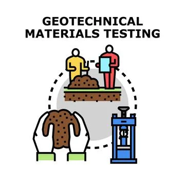 Geotechnical materials testing process engineering concept Stock Illustration