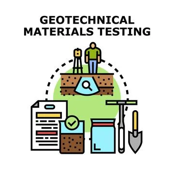 Geotechnical materials testing process investigating ground Stock Illustration