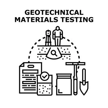Geotechnical materials testing process investigating ground Stock Illustration