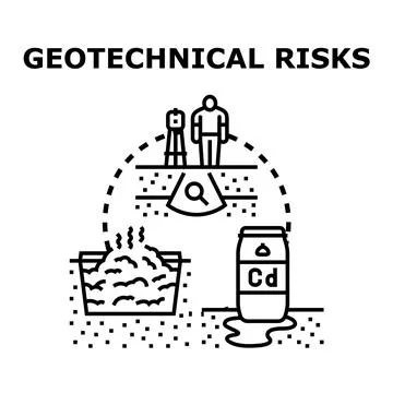 Geotechnical risks concept illustrating ground investigation, soil pollution  Stock Illustration