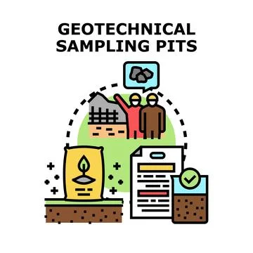 Geotechnical sampling pits for soil testing and research Stock Illustration
