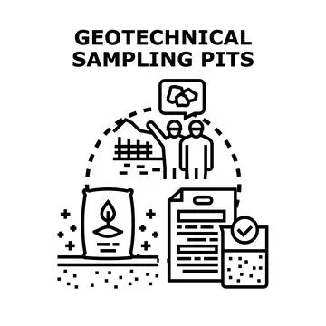 Geotechnical sampling pits for soil testing and research Stock Illustration