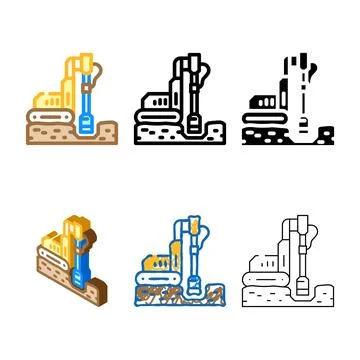 Geotechnical set study mining color icon vector Stock Illustration