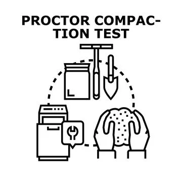 Geotechnical soil compaction engineering laboratory testing Stock Illustration