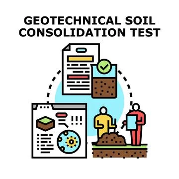 Geotechnical soil consolidation testing process and analysis 스톡 일러스트
