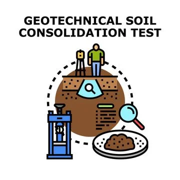 Geotechnical soil consolidation testing process in engineering 库存插图