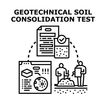 Geotechnical soil consolidation testing process and analysis Stock Illustration