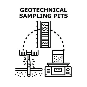 Geotechnical soil sampling process and ground analysis Stock Illustration