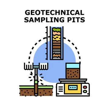 Geotechnical soil sampling process and ground analysis Stock Illustration