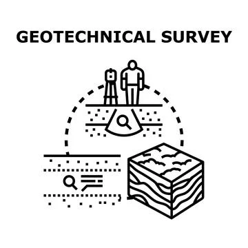 Geotechnical survey analyzing soil layers for construction Stock Illustration