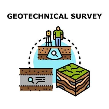 Geotechnical survey analyzing soil layers for construction Stock Illustration