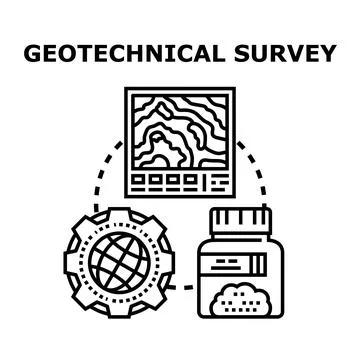 Geotechnical survey process studying ground characteristics Stock Illustration