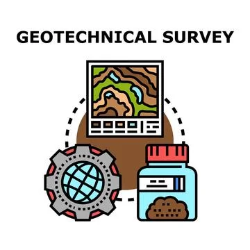 Geotechnical survey process studying ground characteristics Stock Illustration