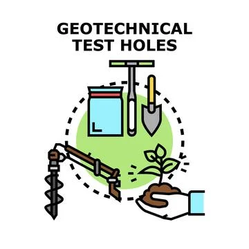 Geotechnical test holes engineering soil research concept Illustrazione stock