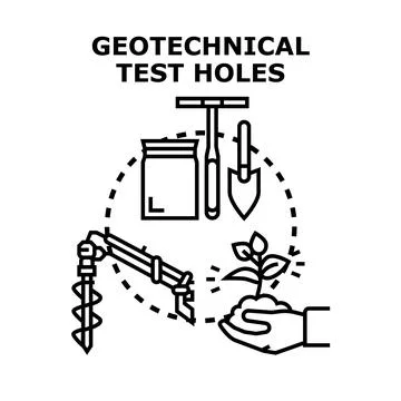 Geotechnical test holes engineering soil research concept Stock Illustration