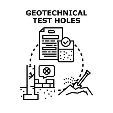 Geotechnical test holes exploring soil analyzing foundation Stock Illustration