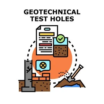Geotechnical test holes exploring soil analyzing foundation Illustrazione stock