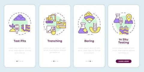 Geotechnical tests onboarding mobile app screen Illustrazione stock
